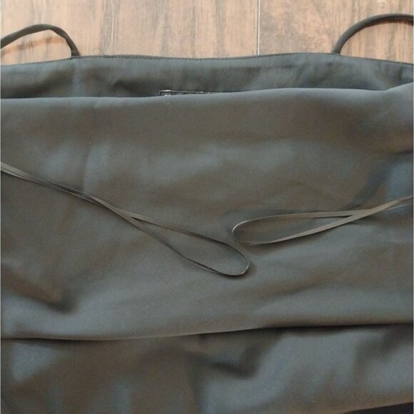 ZARA Basic Black Midi Slip Dress Cowl Neck Spaghetti Straps Sz M - Picture 7 of 14